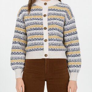 St Johns Bay Knit Fair Isle Sweater Womens M Ivory Cabin Cozy Ski Snow